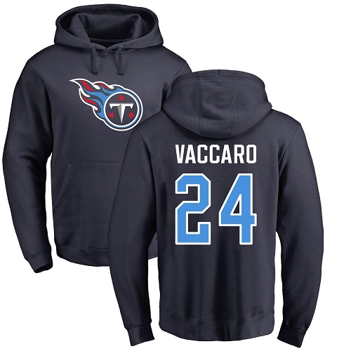 Tennessee Titans Men Navy Blue Kenny Vaccaro Name and Number Logo NFL Football #24 Pullover Hoodie Sweatshirts->nfl t-shirts->Sports Accessory